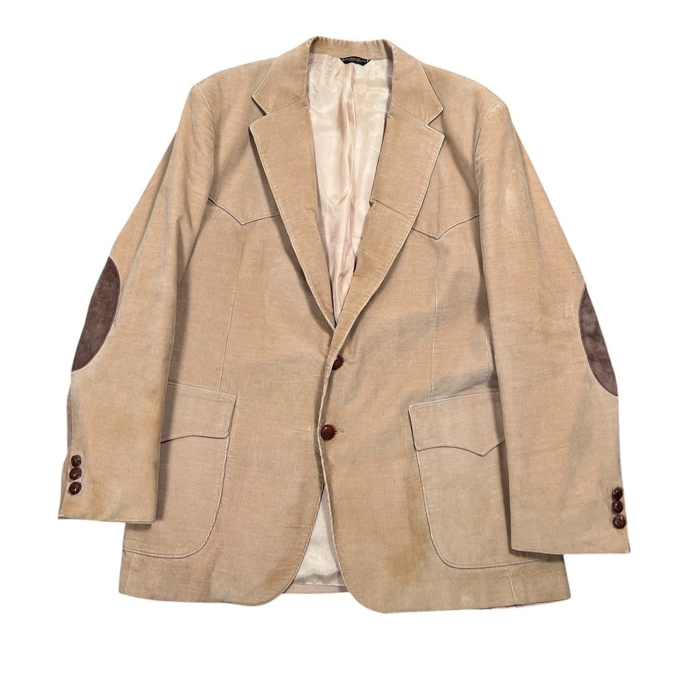 Levi's Western Wear 1970s Blazer Mens 44R (42R) Tan Corduroy Elbow Patches